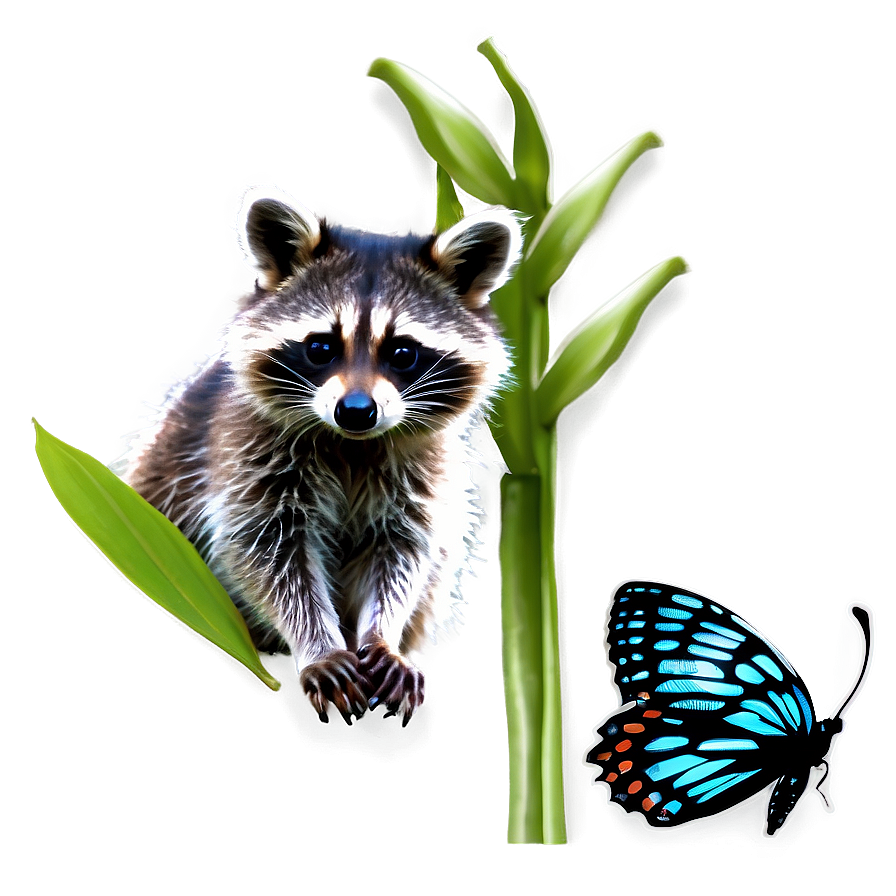Raccoon And Butterfly Png Lrk
