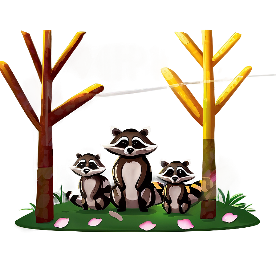 Raccoon Family Illustration Png Rec