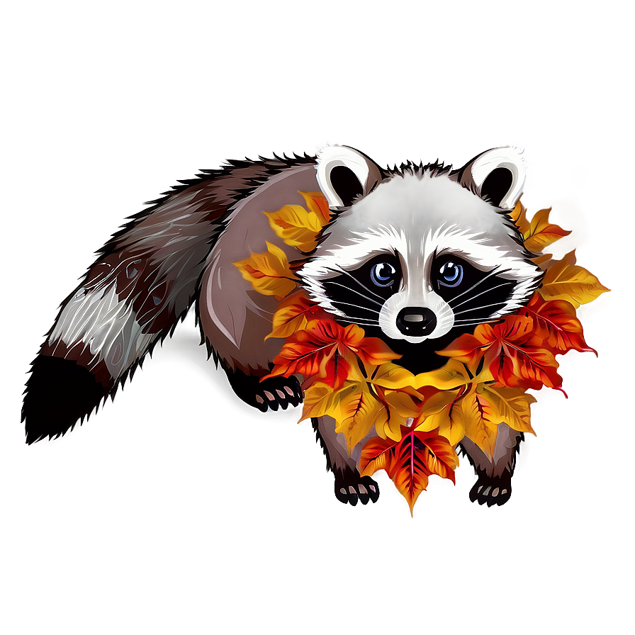 Raccoon In Autumn Png Twr