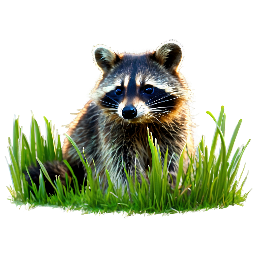 Raccoon In Grass Png 05242024