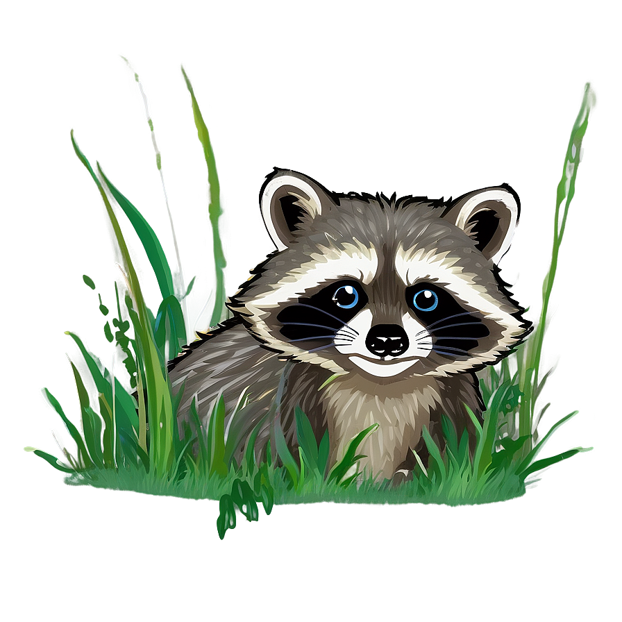 Raccoon In Grass Png Ruu