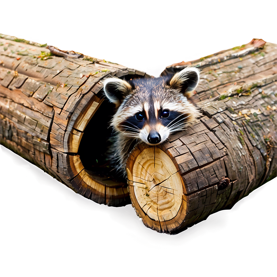 Raccoon In Hollow Log Png 05232024