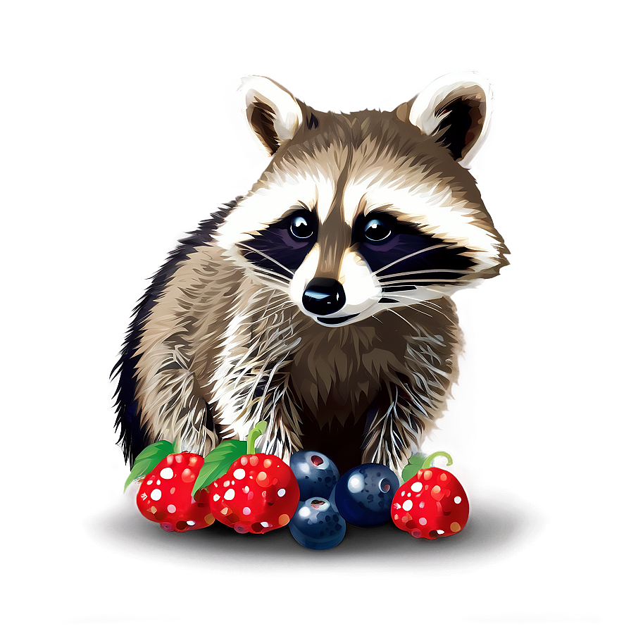 Raccoon With Berries Png Cam