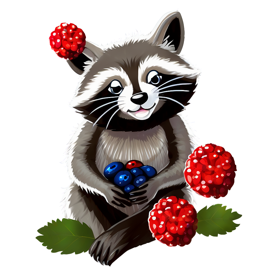 Raccoon With Berries Png Psl