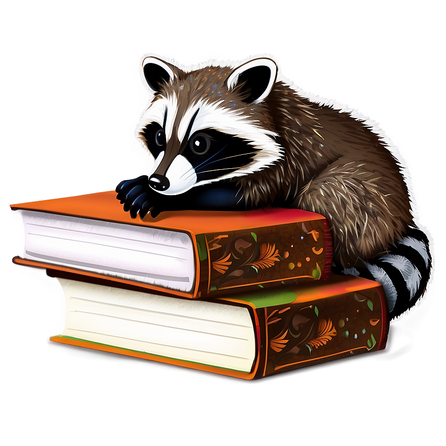 Raccoon With Book Png 05242024