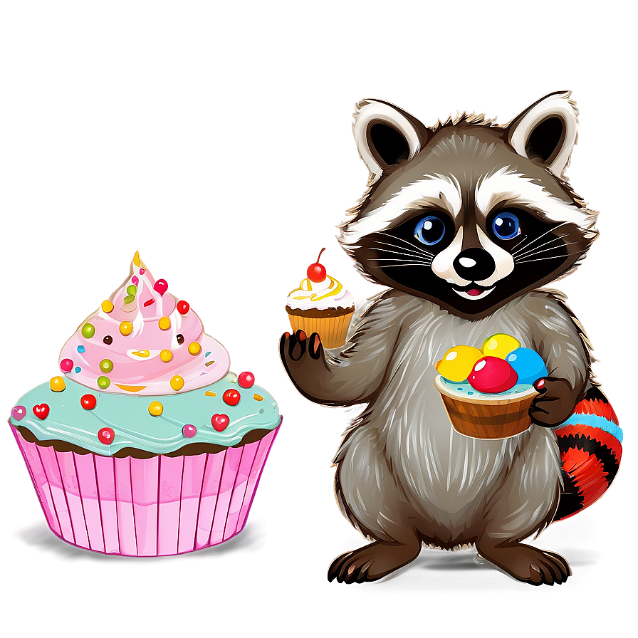 Raccoon With Cupcake Png 05242024