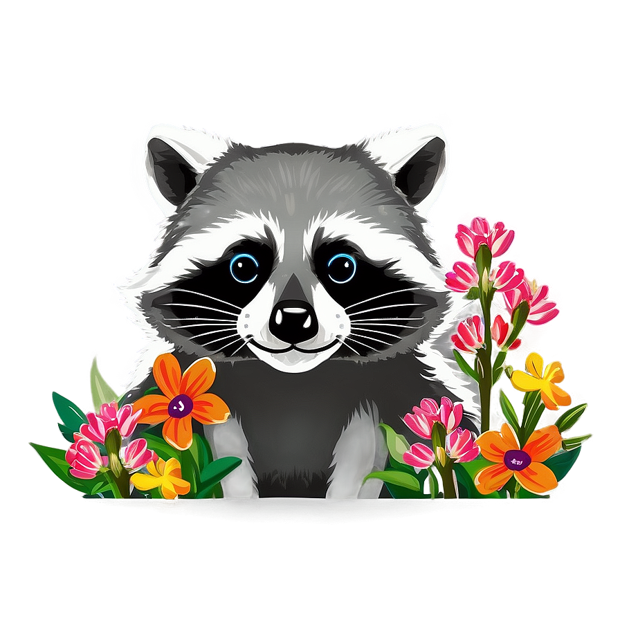 Raccoon With Flowers Png 2