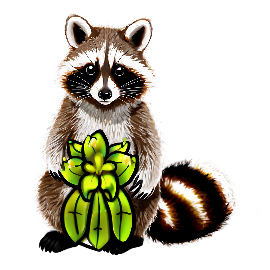 Raccoon With Flowers Png Dhs