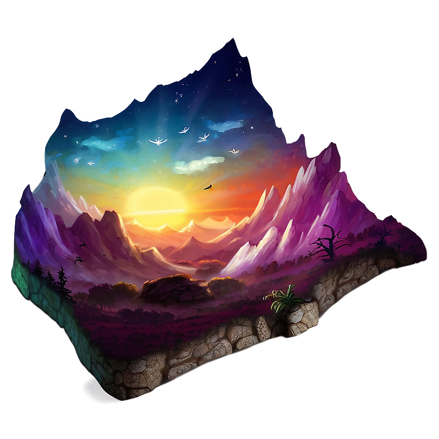 Radiant Fantasy Landscape Png Xsh96