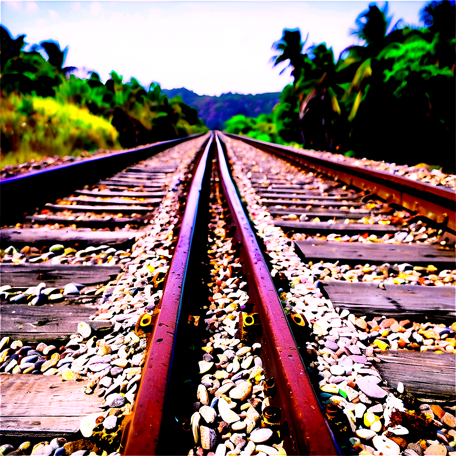 Railroad Tracks Near Beachside Png 44