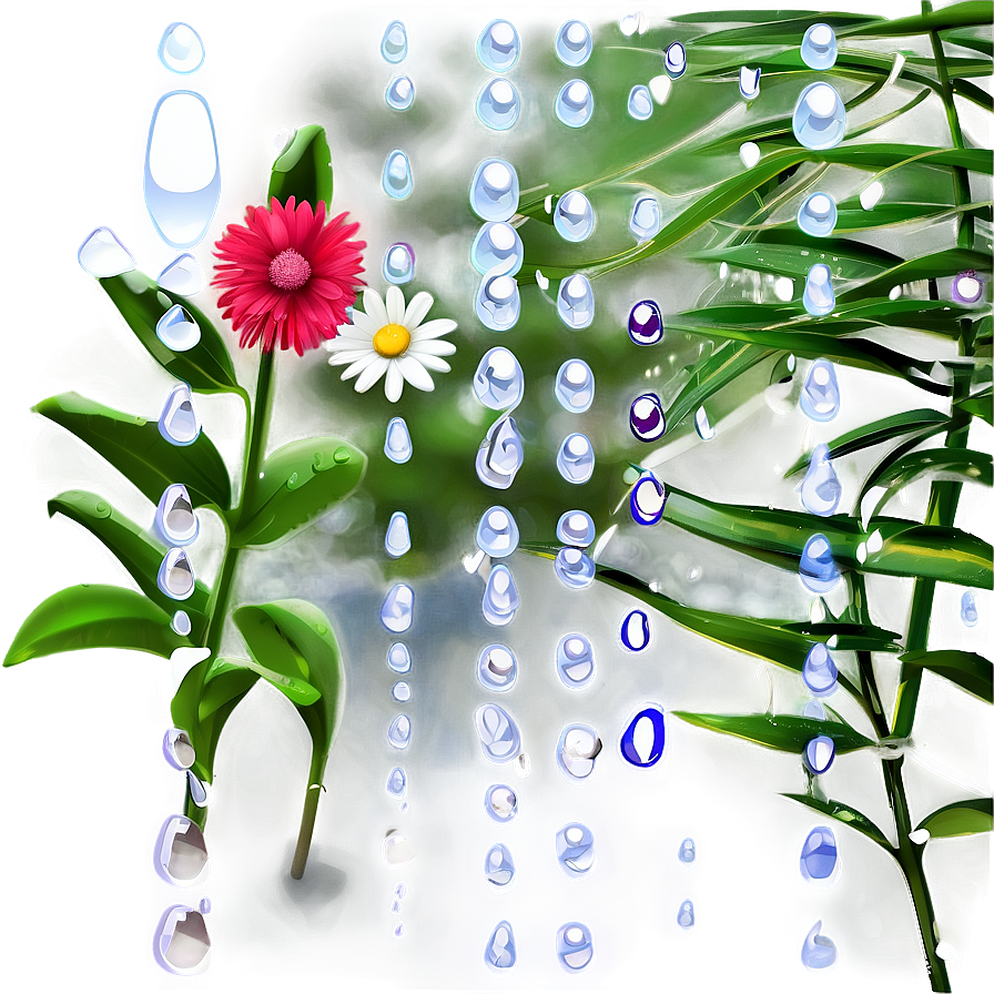 Rain On Flowers Png 7