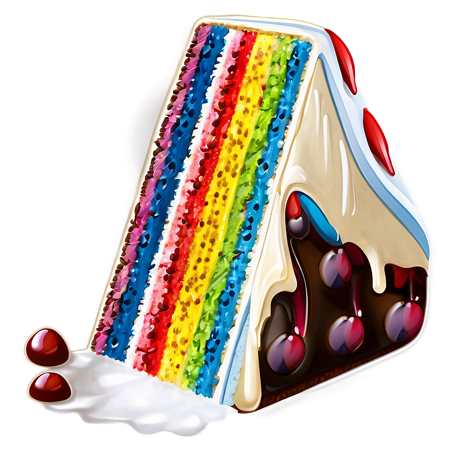 Rainbow Cake Slice Png Qht