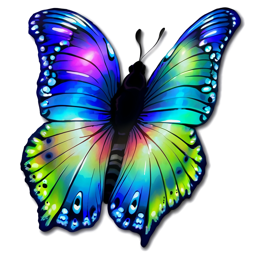 Rainbow Glow Butterfly Png 06272024