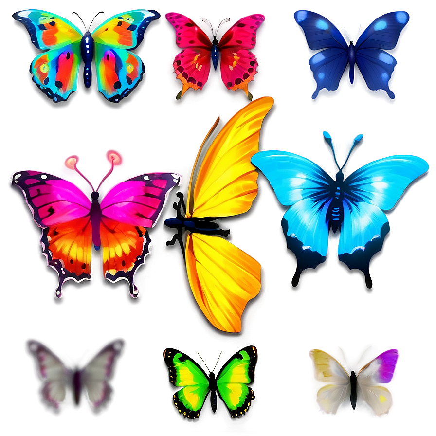 Rainbow Glow Butterfly Png Uam