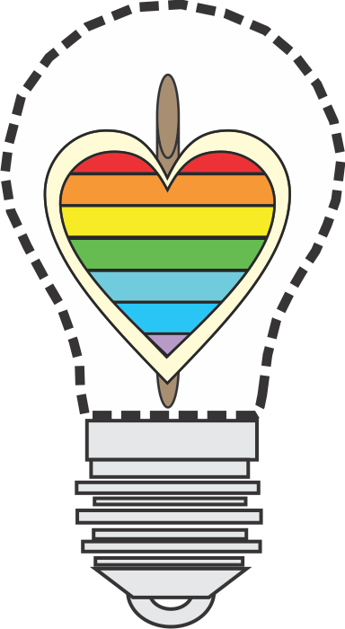 Rainbow Heart Lightbulb Illustration