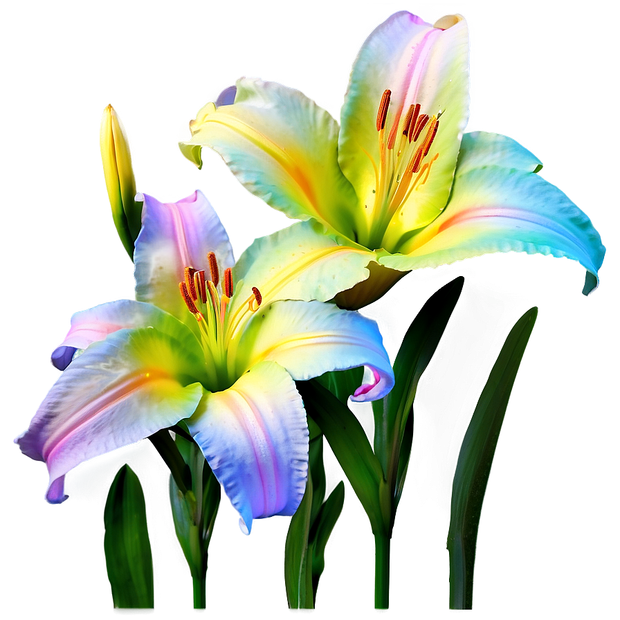 Rainbow Lilies Fantasy Png Kln26