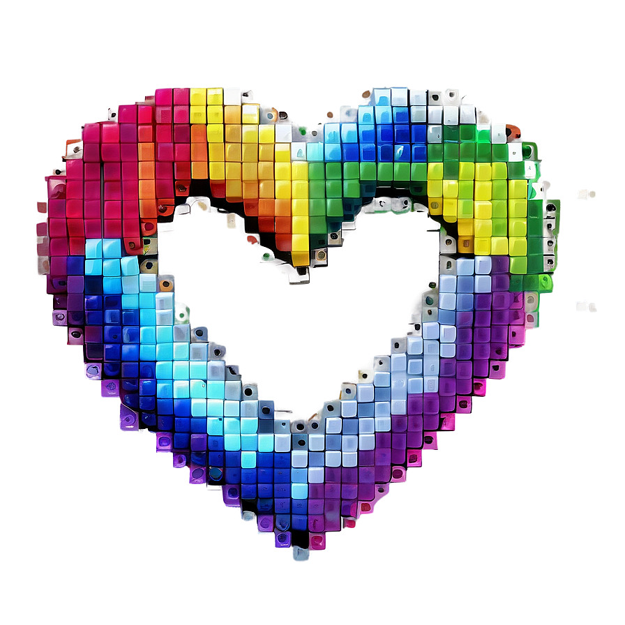 Rainbow Pixel Heart Png 05252024