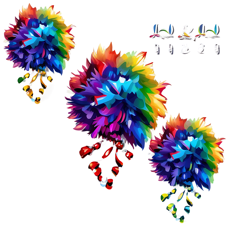 Rainbow Pom Poms Png Dja84