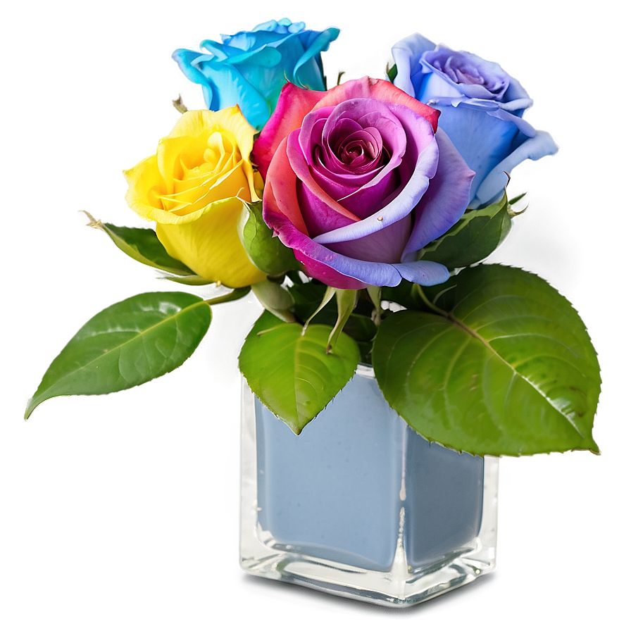 Rainbow Roses Arrangement Png Mge49