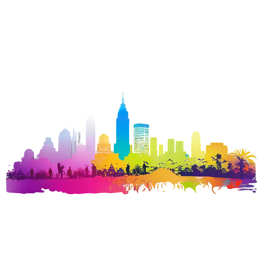 Rainbow Skyline Silhouette Png 52