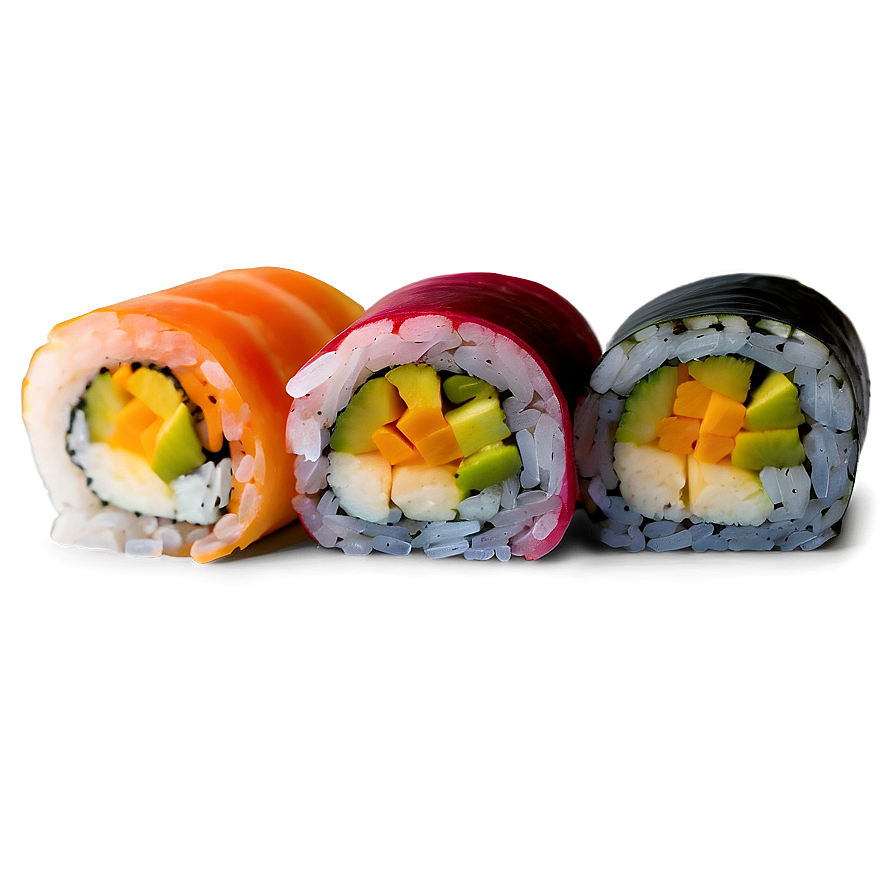 Rainbow Vegetarian Sushi Roll Png 06282024