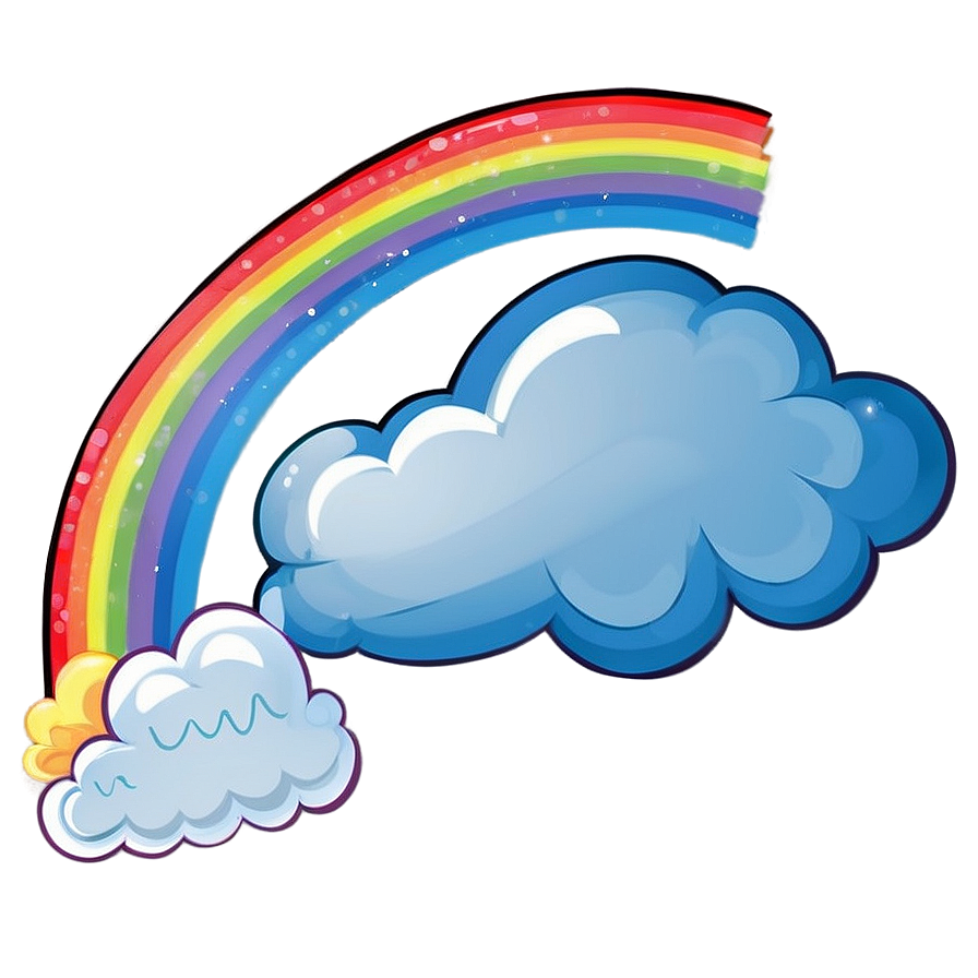 Rainbow With Clouds Cute Style Png Hih