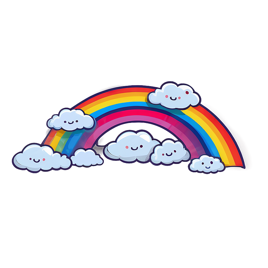 Rainbow With Clouds Cute Style Png Syl86