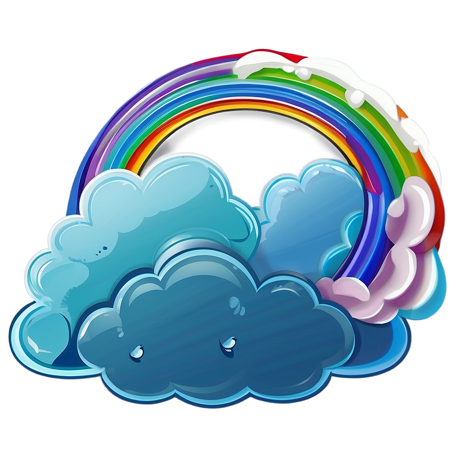 Rainbow With Clouds For Children Png 29