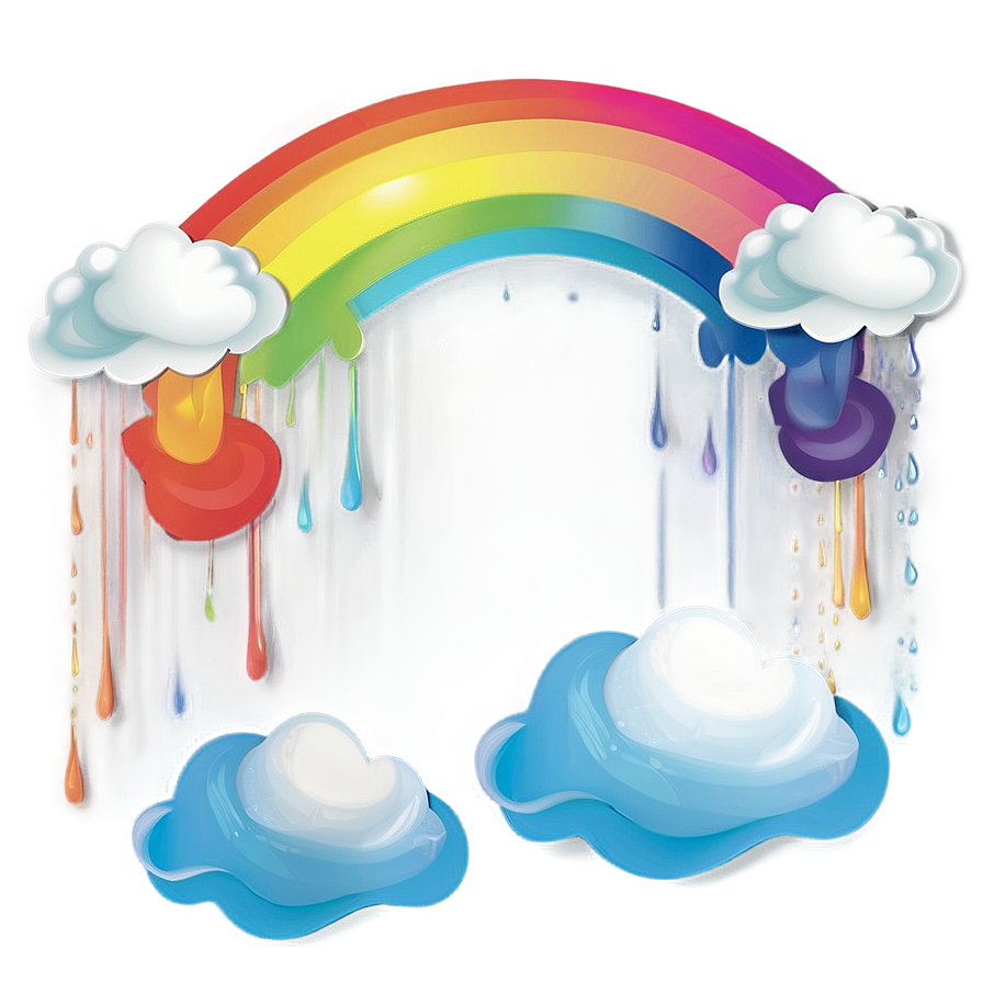 Rainbow With Clouds In Pastel Colors Png 06282024