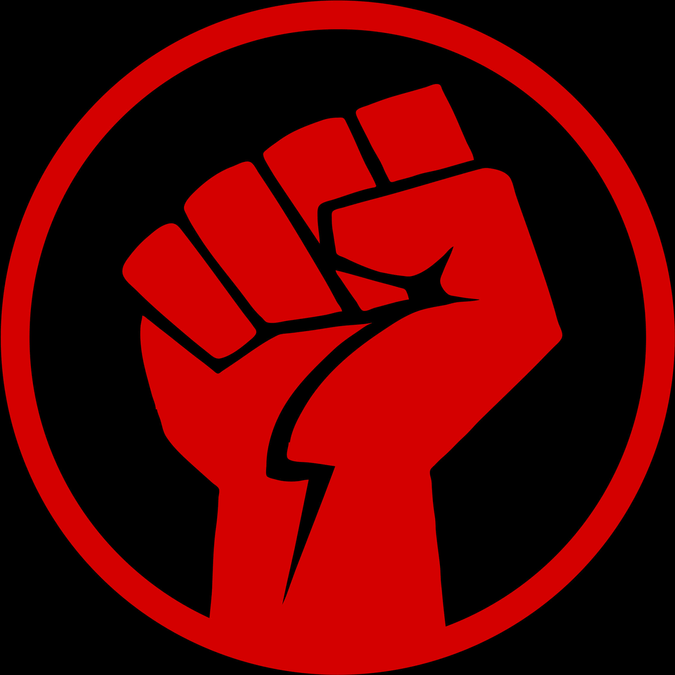 Raised Fist Icon Redand Black