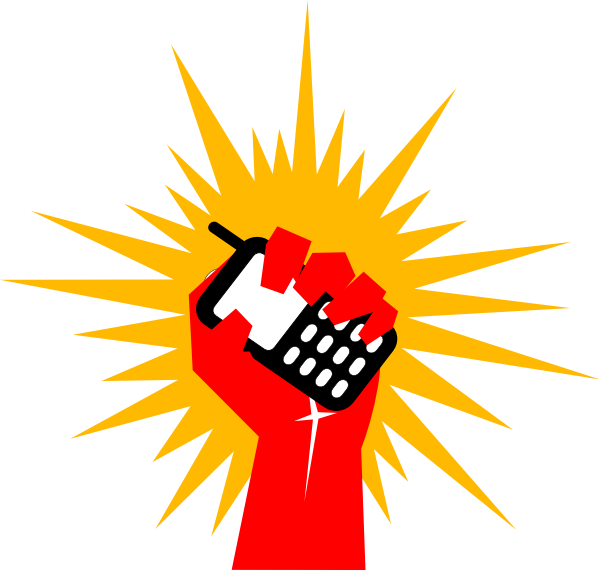 Raised Fist With Phone Revolution Symbol