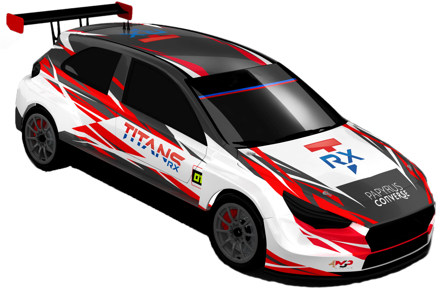 Rallycross Car Redand White Design