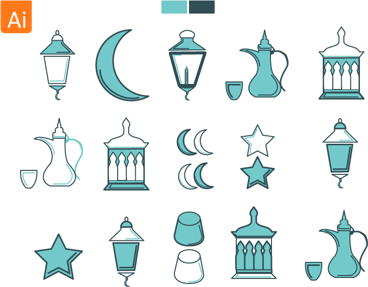 Ramadan Icons Vector Set