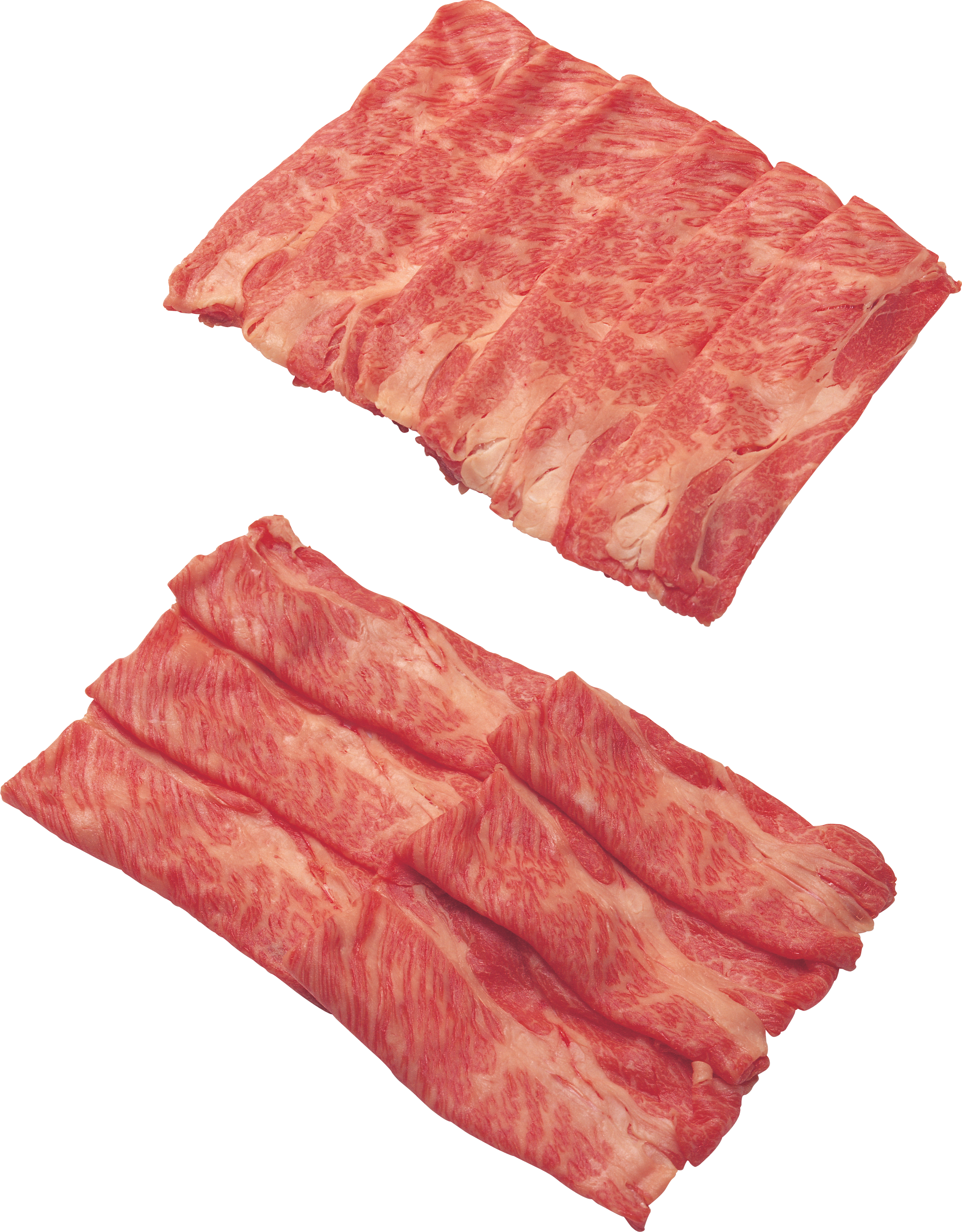 Raw Beef Slices Blue Background