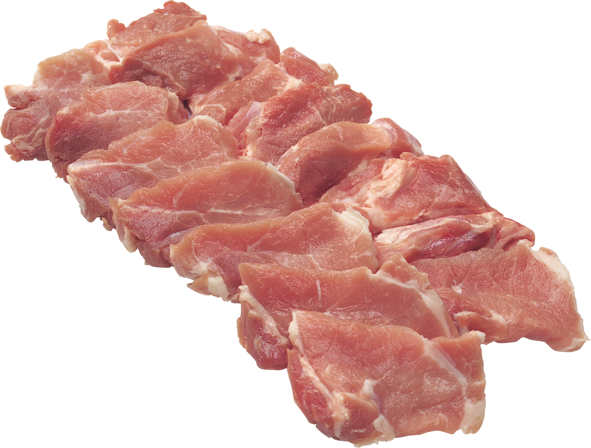 Raw Pork Slices Isolated