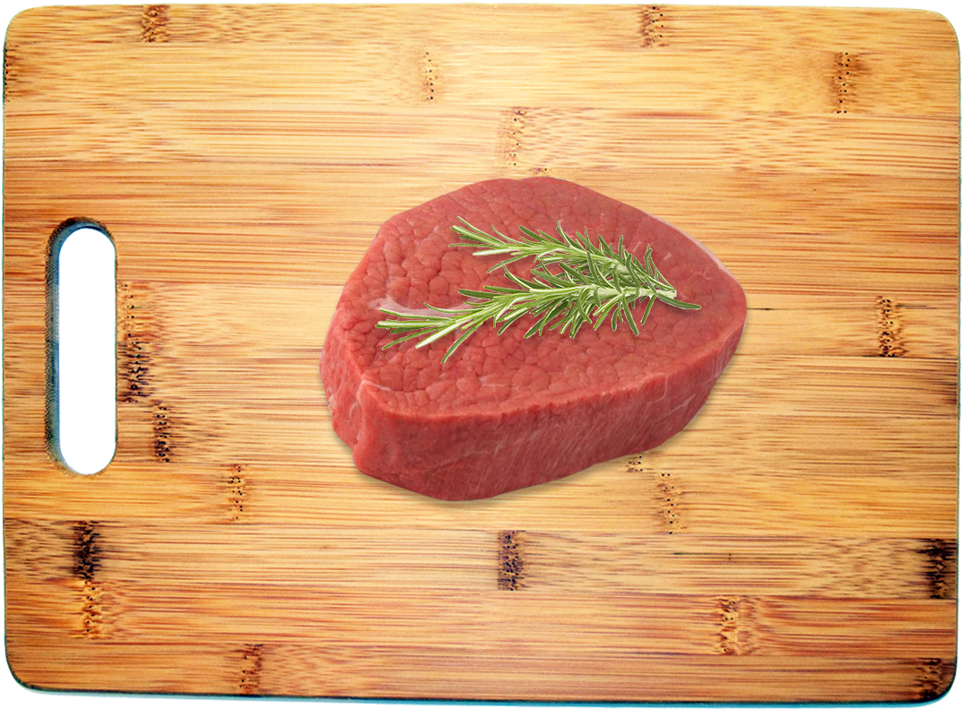 Raw Steakwith Rosemaryon Wooden Board