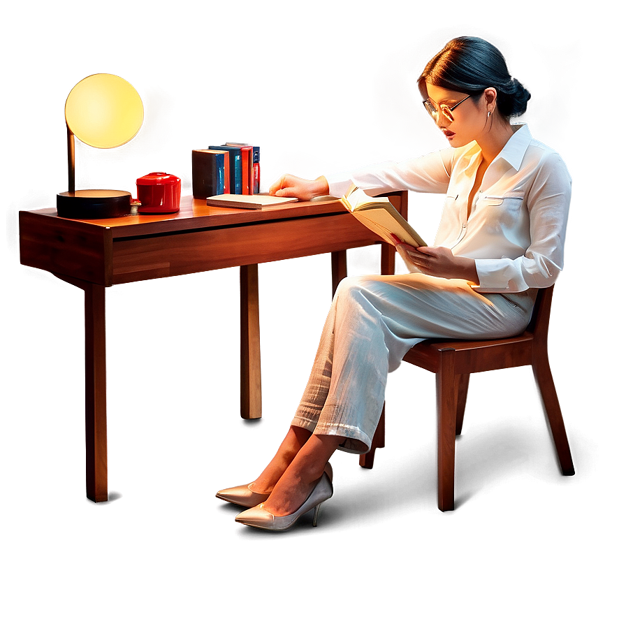 Reading Book At Desk Png Rev