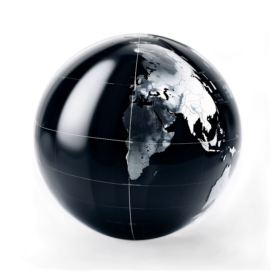 Realistic Black And White Globe Png Swd43