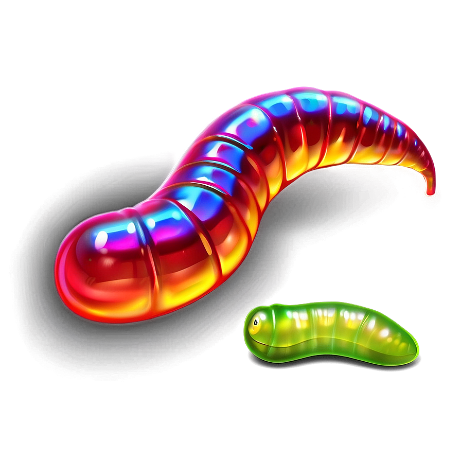 Realistic Gummy Worm Illustration Png 06132024