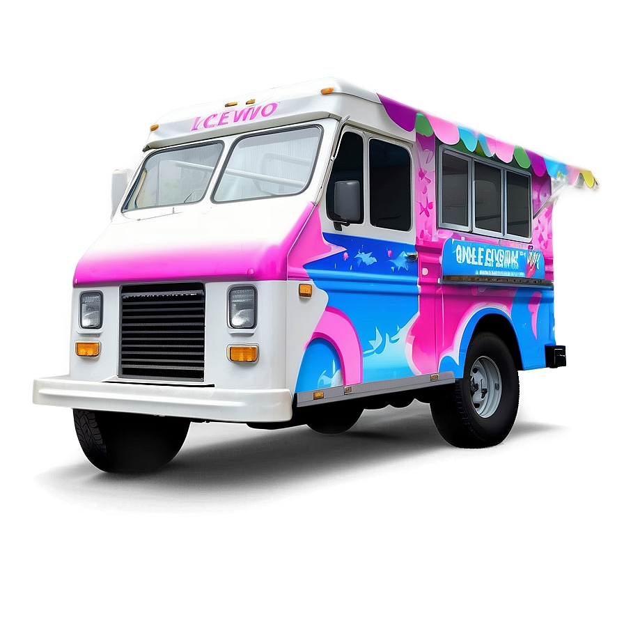 Realistic Ice Cream Truck Graphic Png 32