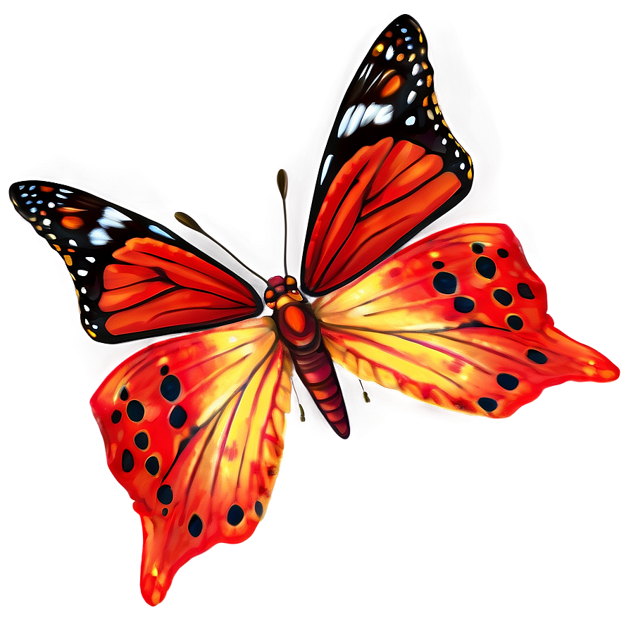 Realistic Red Butterfly Png Qww