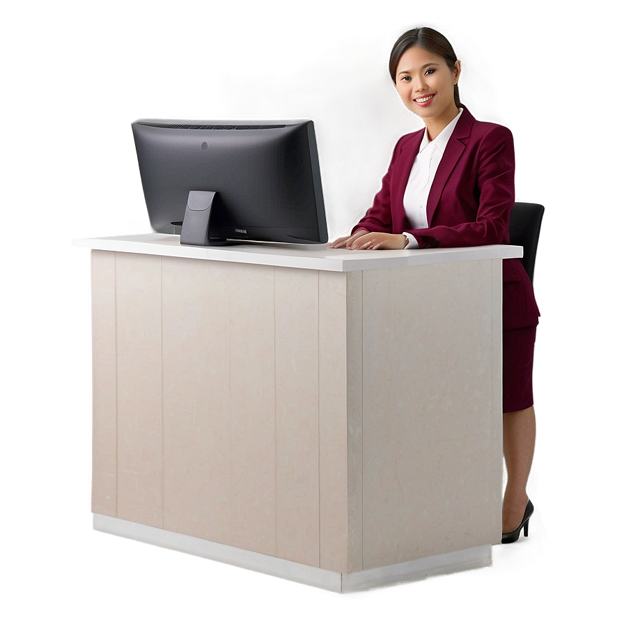 Receptionist At Computer Desk Png 06272024