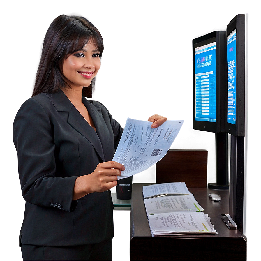 Receptionist At Workstation Png 06272024