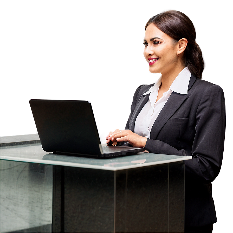 Receptionist With Laptop Png 24