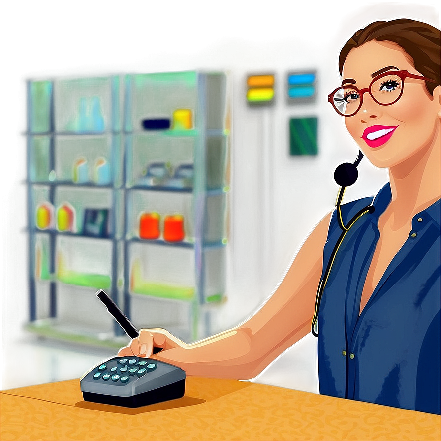 Receptionist With Walkie Talkie Png 06272024