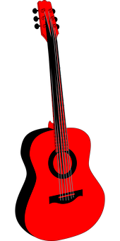 Red Acoustic Guitar Black Background