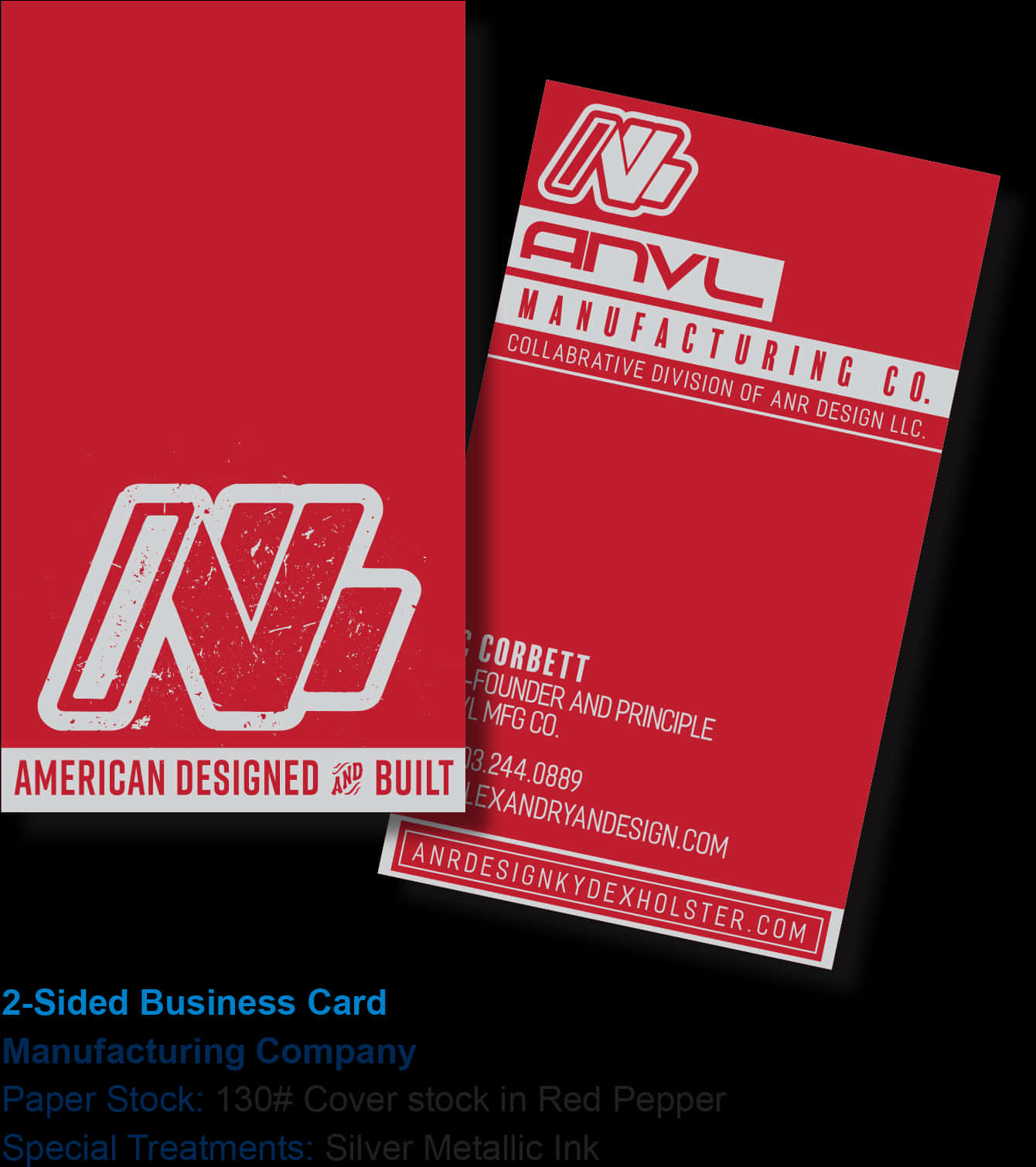 Red Anvil Manufacturing Business Card Design