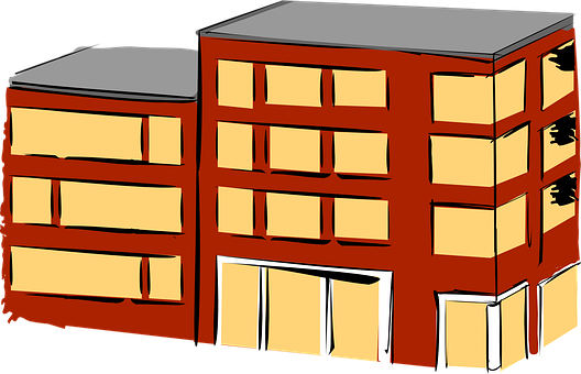 Red Apartment Building Illustration