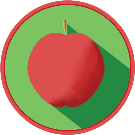 Red Apple Green Circle Graphic