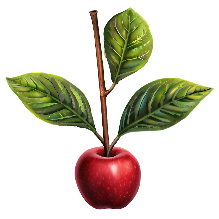 Red Apple With Leaf Png 72